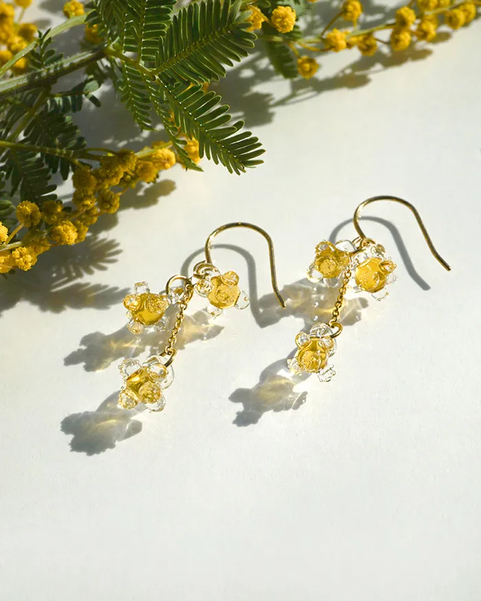 ピアス ひとふさのミモザ イエロー3